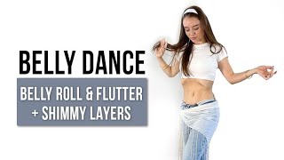 Belly Dance Tutorial Belly Rolls Flutters and Shimmy Layering at Home Class Acid Arab [upl. by Nallac548]