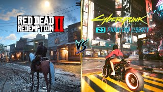 Red Dead Redemption 2 PC vs Cyberpunk Phantom Liberty PC  Graphics and Details Comparison [upl. by Melesa]