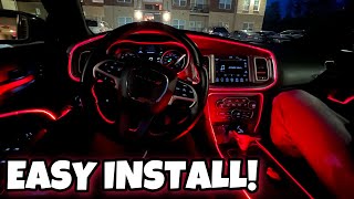 THE BEST INTERIOR LIGHTS HOW TO INSTALL THE EL WIRE INTERIOR LIGHTS ON THE DODGE CHARGER [upl. by Nosraep142]