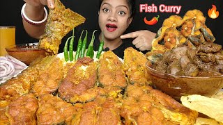 ASMR🔥 LOTS OF SPICY FISH CURRY CHICKEN LIVER CURRYFRIED FISHES WITH RICE 🤤BIG BITES EATING VIDEOS [upl. by Aiet451]