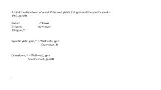 Well Mathspecific yielddrawdownstatic water levelpumping water level [upl. by Pippo]