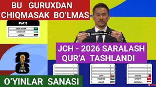 Jahon chempionati 2026 saralashi uchinchi bosqichiga qur‘a tashlandi O‘yinlarimiz taqvimi [upl. by Jp]