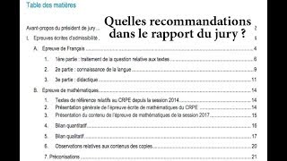 CRPE  quelles recommandations dans le rapport du jury [upl. by Lamiv]