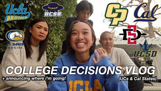 COLLEGE DECISIONS REACTIONS VLOG  announcing where im going to college  UCs and Cal States [upl. by Alejandrina]