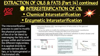 Interesterification of Oil Part 14 Extraction of oil icar asrb food tech net preparation 2021 [upl. by Aneled]