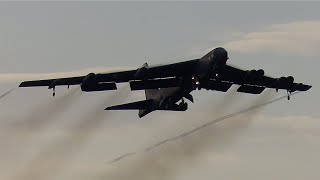 Incredible B52H take off  Runway 09 end RAF Fairford England [upl. by Rhu498]