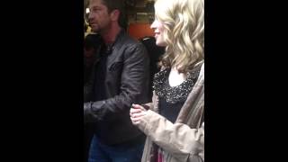 Singing with Gerard Butler amp Bridgit Mendler [upl. by Ardnasirhc]