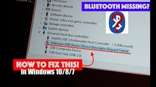 Bluetooth Missing How to Fix Unknown USB Device Device Descriptor Request Failed  Netcruzer TECH [upl. by Sucramraj]