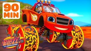 Blazes Hot Lava POWER TIRE Race amp More Races 🔥  90 Minutes  Blaze and the Monster Machines [upl. by Aleunamme584]