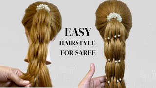 Ponytail Hairstyle for Long Hair  Simple amp Quick Hairstyle for School Easy Stylish braid Hairstyle [upl. by Jasisa]