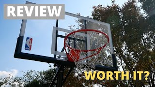 REVIEW Spalding NBA 54quot Portable Angled Basketball Hoop with Polycarbonate Backboard [upl. by Holms527]