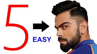 Turn number 5 into Virat Kohli drawing easy  How to draw virat kohli outline face drawing easy [upl. by Alletsirhc]