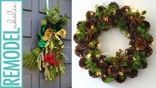 Easy Fresh Evergreen Christmas Swag amp 1Hour Pine Cone Wreath [upl. by Adlaremse]