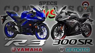 YAMAHA R3 vs CFMOTO 300SR SPECS COMPARISON [upl. by Aylatan282]