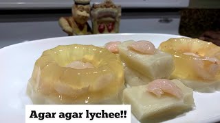 How to make Lychee amp coconut jelly agar agar laici amp santan [upl. by Enirol]