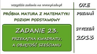 Zadanie 23 Matura próbna styczeń 2013 PP Stereometria [upl. by Orpah]