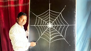 How to draw Spider web  Spider web Drawing for beginners [upl. by Verney]