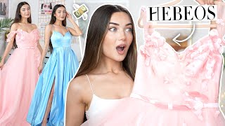 TRYING ON PROM DRESSES FROM HEBOES Most Beautiful Dresses Ever [upl. by Elades56]