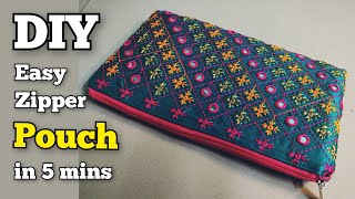 Easy Pouch making at home  How to Make Very Beautiful Ladies Purse  Hand Bag Cutting and Stitching [upl. by Yvon]