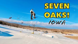 INSANE DAY Snowboarding SEVEN OAKS in IOWA [upl. by Gollin924]