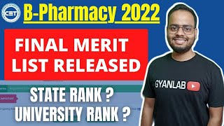 BPharmacy 2022  Final Merit List  State RANK University RANK  Gyanlab  Ajay Patel [upl. by Erdnael]