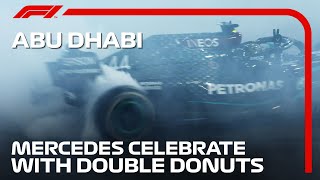 Hamilton And Bottas Do Donuts  2020 Abu Dhabi Grand Prix [upl. by Aieken]