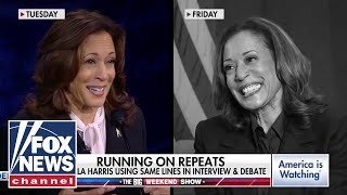 WATCH Kamala Harris uses strikingly similar language in interview and debate [upl. by Atidnan523]