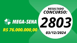 Mega Sena Resultado concurso 2803 03122024 megasena resultadomegasena2803 [upl. by Athena]