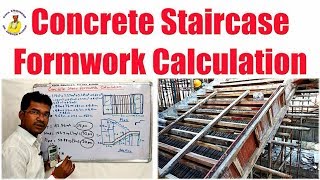 Concrete Staircase Formwork Calculation  Shuttering Material Calculation of Staircase [upl. by Shaffert609]