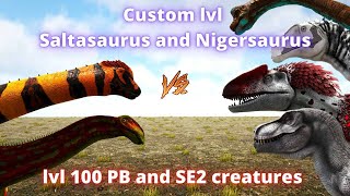 Saltsaurusnigersauruslvl10006000vslvl100 PrehistoricBeasts SaurianEvolved2 creatures ark battle [upl. by Enilesor]