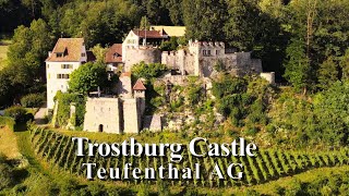 4K Birds view of Trostburg Castle Teufenthal Aargau Switzerland [upl. by Lledraw]