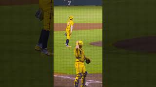 This throw was TOO SMOOTH 🔥 savannahbananas catcher trickshots trickplay bananaball mlb [upl. by Naelcm]