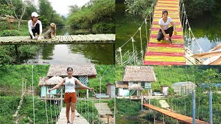 Full Video The Process Building Bamboo Bridge and Replacing It With Cable Suspension Bridge [upl. by Maurili]