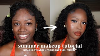 Sweat amp OilProof Summer Makeup Tutorial  LongLasting Glowy Look for Dark SkinWOC [upl. by Sitra]