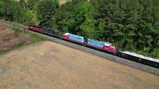 Carolina Coastal Railway 120 Wilsonbound through Grimesland NC April 29 2024 four power units [upl. by Nailuj]