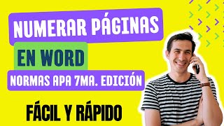 👩‍💻✔CÓMO NUMERAR PÁGINAS EN WORD SEGÚN NORMAS APA 7ma Ed SÉPTIMA  MUESTRO EJEMPLO [upl. by Rafaela]