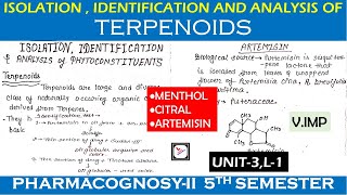 Isolation Identification and Analysis of Phytoconstituents  Menthol Citral amp Artemisin  Pcognosy [upl. by Ailedroc]