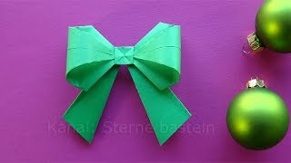 Origami Weihnachten Basteln Ideen Schleife falten  DIY zum Geschenke einpacken Weihnachtsschmuck [upl. by Nalyak]