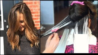 Caramel Balayage On Dark Hair  ButlerBeautyBar [upl. by Oirtemed]