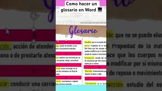 Como hacer un glosario en word Fácil y sencillo💻📋 [upl. by Aneerehs]