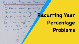 How To Calculate Recurring Or Repeating Percentage Problems Using Decimal Multipliers [upl. by Aneleasor]