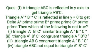 Quesf A triangle ABC is reflected in yaxis to get triangle ABCTriangle A B C Triangle [upl. by Ayom]