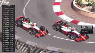 Oliver Bearman and Kimi Antonelli teammates ontrack battle  F2 Monaco Race [upl. by Gonnella159]