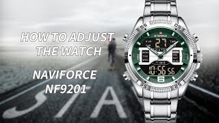 TIME SETTING丨NAVIFORCE Watch Sports Style Masculine NF9201 MultiFunction Dual Display Watch [upl. by Gall40]