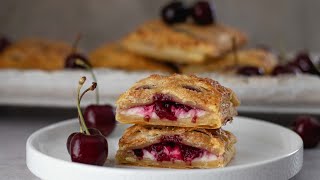 Cherry Pastry Pies with Cream Cheese Filling  Easy Puff Pastry Dessert Recipe [upl. by Norat]