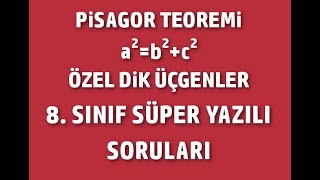 8SINIF PİSAGOR BAĞINTISI YAZILI HAZIRLIK SORULARI  matematik yazılısı  Şafak Ersoy [upl. by Nahpets]