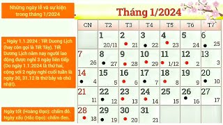 Lịch âm tháng 1 năm 2024 Lịch âm hôm nay Lịch vạn niên 2024 Ngày tốt xấu tháng 12024 [upl. by Florance550]