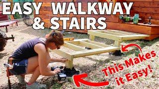 DIY Wooden Walkway with Stairs  Fast Simple Inexpensive [upl. by Allister]