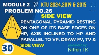 𝐏𝐫𝐨𝐛𝐥𝐞𝐦 𝐍𝐨 26  SIDE VIEW  PENTAGONAL PYRAMID  BASE EDGE ON HP 𝗞𝗧𝗨 𝗚𝗿𝗮𝗽𝗵𝗶𝗰𝘀 𝟮𝟬𝟮𝟰𝟮𝟬𝟭𝟵amp𝟮𝟬𝟭𝟱 𝗦𝗰𝗵𝗲𝗺𝗲 [upl. by Ahsaelat]