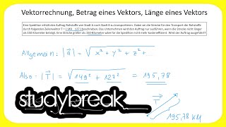 Vektorrechnung Betrag eines Vektors Länge eines Vektors  Wirtschaftsmathematik [upl. by Sholem]